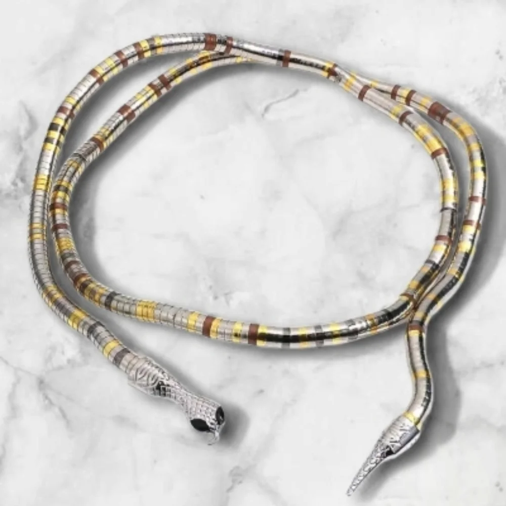 Killstar Serpent Snake Necklace In Mixed Metal Gold, Silver Bronze | NWOT